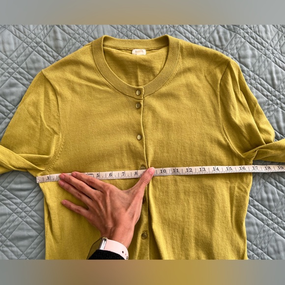 Y2K Vintage J.Crew Chartreuse Yellow Green Cotton Cardigan Large - Picture 7 of 7